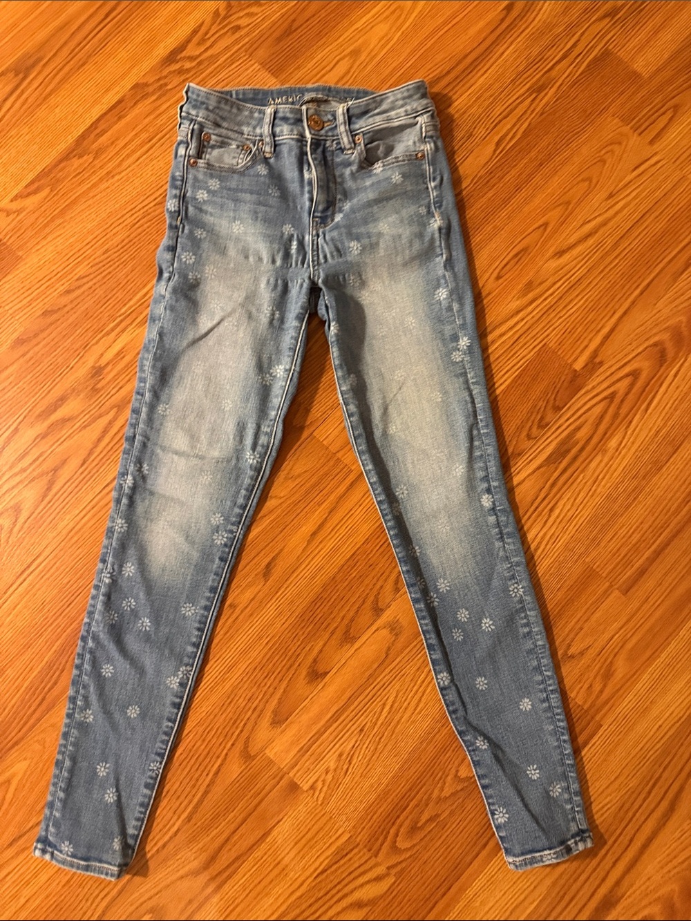 American Eagle Outfitters Light Blue Floral Skinny Jeans